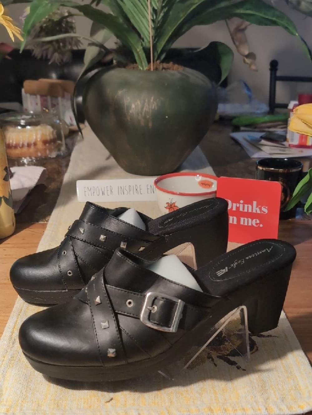 American Eagle Outfitters Black Studded Slip-On Mules - Picture 2 of 4